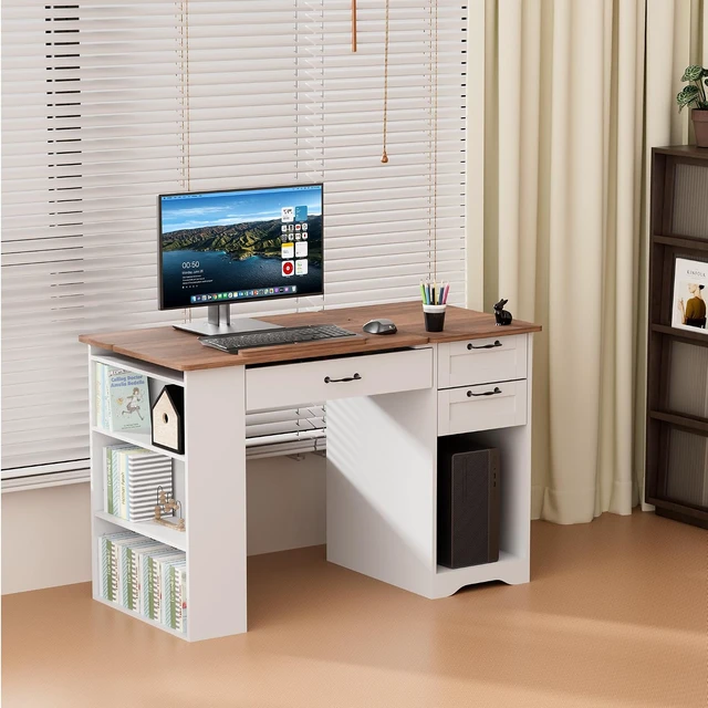 Alt view image 6 of 7 - Drafting Table with Storage Cabinet & Drawers, Adjustable Drawing Desk with Open Shelves, Craft Table Painting Desk for Artists, Painters, Drawing, Crafting, Reading, Writing, Working