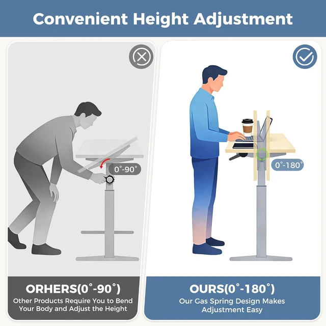 Alt view image 6 of 7 - Standing Desk on Wheels Height Adjustable Computer Cart with Pneumatic Lift, Rolling Table, Portable Workstation for Bed, Sofa, Hospital or Office Black