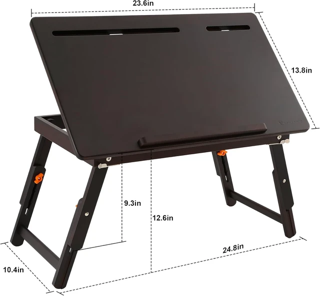 Alt view image 3 of 7 - Drawing Table Foldable Drafting Desk with Adjustable Height & Angle Bamboo Drawing Board Easel with Tablet and Phone Slots for Painting, Drafting, Writing, Reading