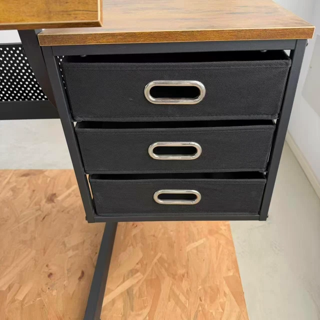 Alt view image 5 of 7 - Wood Adjustable Drafting Table with Stool & 3 Drawers, Tilting Art Desk for Drawing & Crafting, Multi-Functional Study & Office Desk