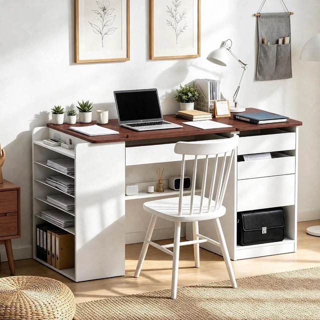 Alt view image 3 of 7 - Adjustable Drafting Table with Storage & Removable Shelves | 0°-80° Tiltable Drawing Board, 4 Tilted & Removable Side Shelves, Built-in Charging Station, for Drawing, Crafting, Working