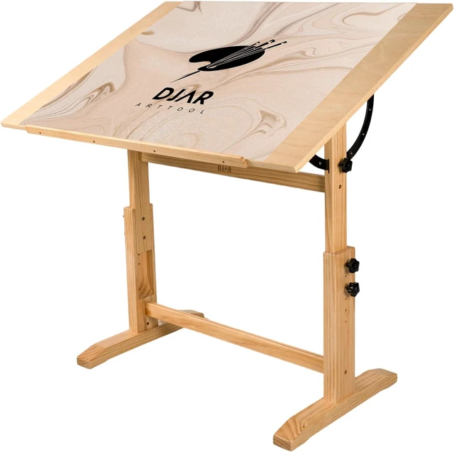 Main image of 42x30 Adjustable Wooden Drafting Table & Art Drawing Desk, Natural | Large Tilting Desktop for Painting, Sketching & Writing, Sturdy Workspace for Professional Artists and Designers
