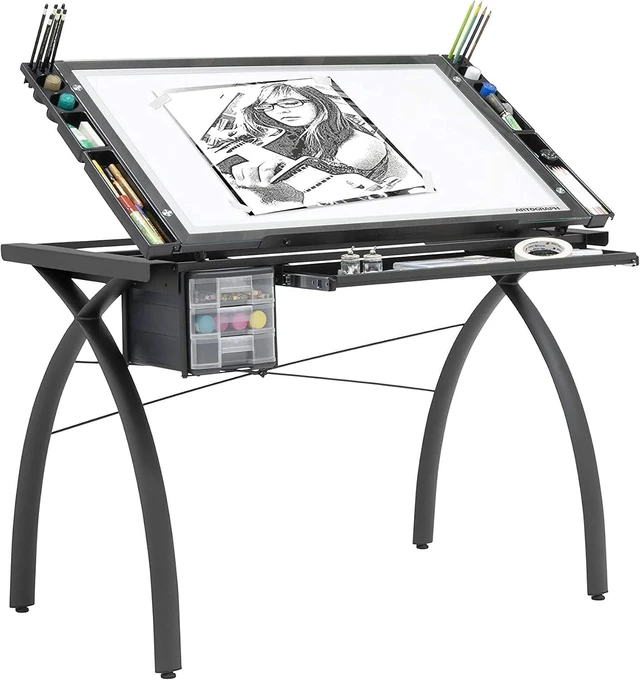 Main image of Light Tracing Table for Artists with Storage and Adjustable Stand, Dimmable Night Glass Work Top