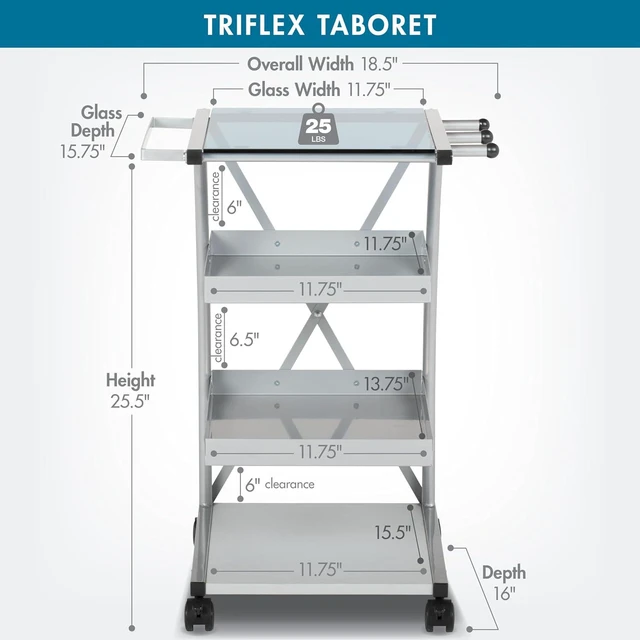 Alt view image 3 of 6 - Modern Triflex Mobile Storage Taboret for Arts and Crafts Silver 18.5" W x 16" D x 25.5" H