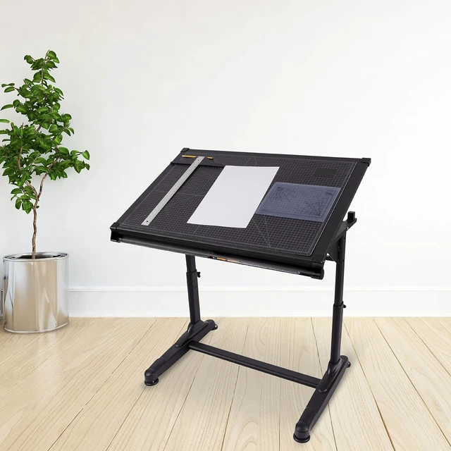 Alt view image 2 of 7 - Stand Up Desk Store Adjustable Height and Angle Drafting Table Drawing Desk with Large Surface (Black Frame/Black Top, 40" W X 26" D)