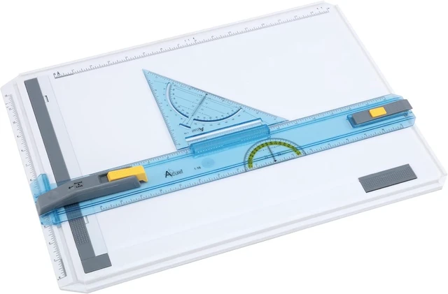 Main image of Technical Drawing Board - Portable Drafting Table with Multi-Tool Kit, Break-Resistant Plastic, Straight-Edge Lock Mechanism, Transparent Ruler, Protractor, Clamping Rail - 14.5"x19.75"
