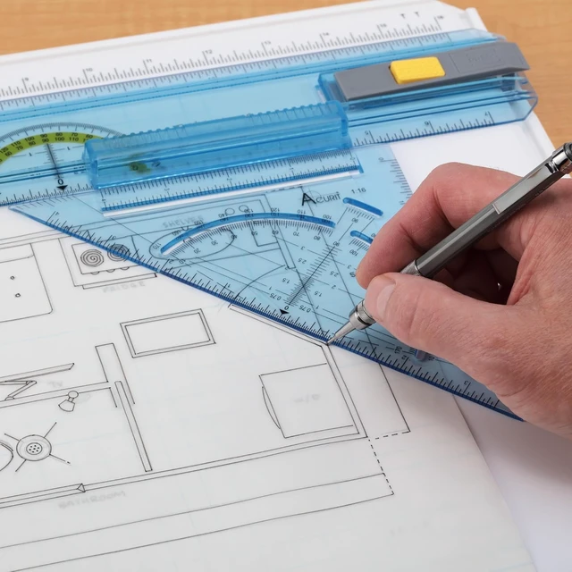 Alt view image 4 of 7 - Technical Drawing Board - Portable Drafting Table with Multi-Tool Kit, Break-Resistant Plastic, Straight-Edge Lock Mechanism, Transparent Ruler, Protractor, Clamping Rail - 14.5"x19.75"