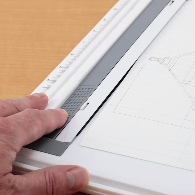Alt view image 5 of 7 - Technical Drawing Board - Portable Drafting Table with Multi-Tool Kit, Break-Resistant Plastic, Straight-Edge Lock Mechanism, Transparent Ruler, Protractor, Clamping Rail - 14.5"x19.75"
