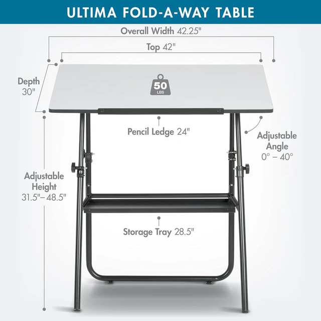 Alt view image 2 of 7 - Studio Designs 19652 Ultima Fold A Way Table, Black