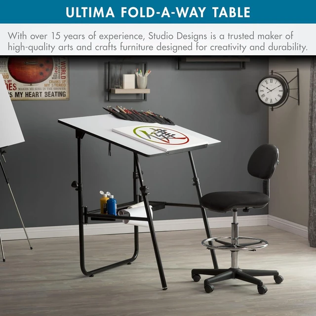 Alt view image 7 of 7 - Studio Designs 19652 Ultima Fold A Way Table, Black