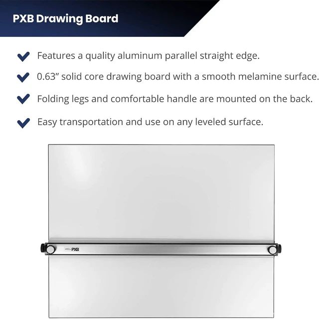 Alt view image 3 of 7 - Pacific Arc Table Top Drawing Board with Parallel Bar, White, 24 inches by 36 inches
