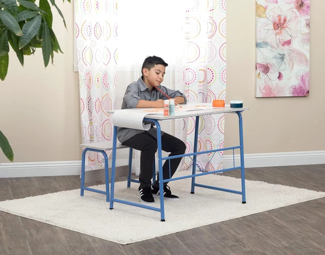 Alt view image 2 of 7 - Project Center, Kids Craft Table with Bench In Blue / Spatter Gray 55126