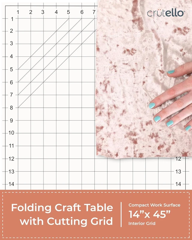 Alt view image 5 of 7 - Sewing Table and Folding Craft Table with Storage for Adults - 46 inch Fold Out Grid Top Crafting Desk for Fabric Cutting, Quilting & Hobby