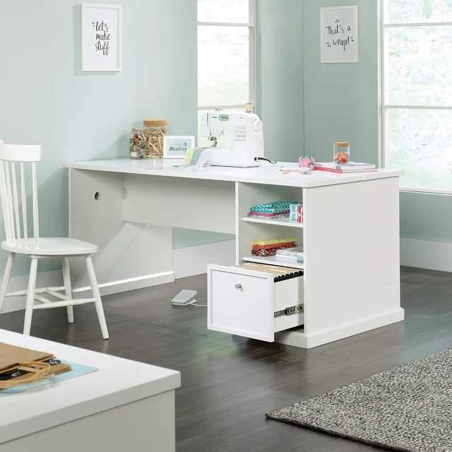 Alt view image 4 of 7 - Craft Pro Series Craft Table/ Pantry cabinets, in White finish