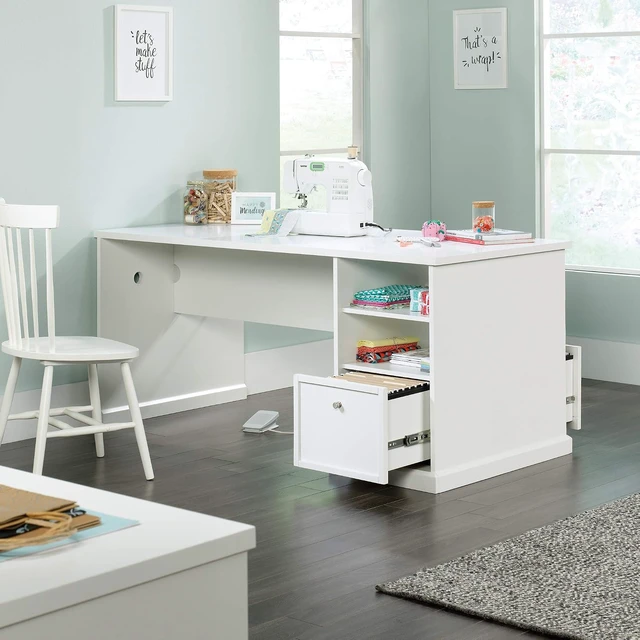 Alt view image 5 of 7 - Craft Pro Series Craft Table/ Pantry cabinets, in White finish