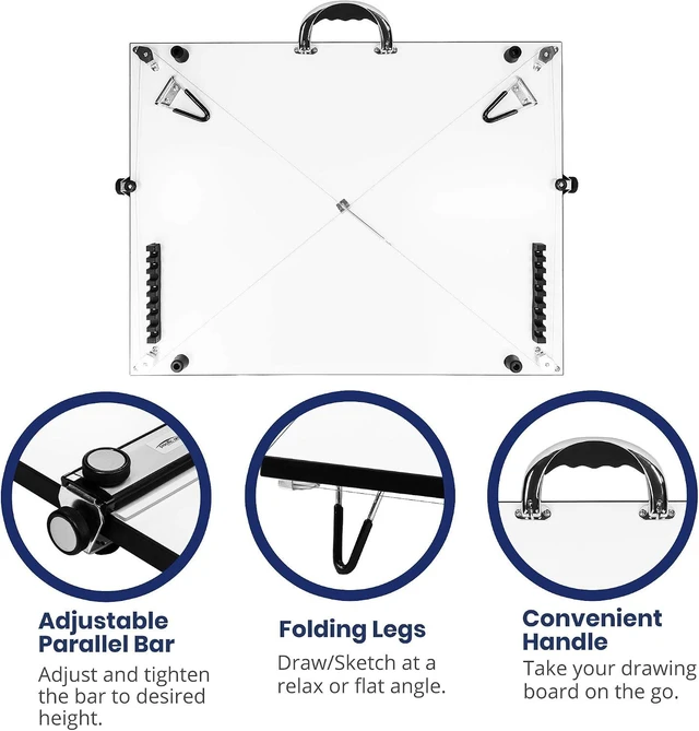 Alt view image 4 of 7 - Pacific Arc Table Top Drawing Board with Parallel Bar, White, 24 inches by 36 inches