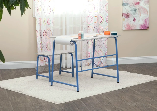 Alt view image 5 of 7 - Project Center, Kids Craft Table with Bench In Blue / Spatter Gray 55126