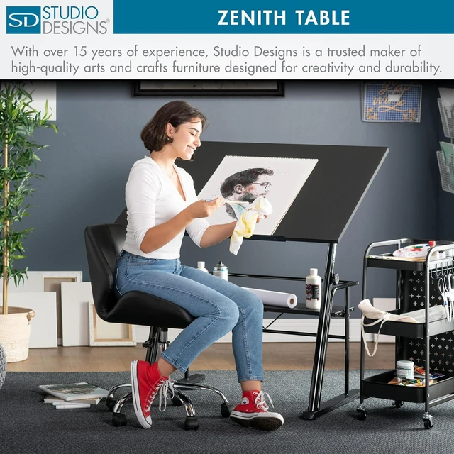 Alt view image 2 of 7 - Studio Designs Zenith Drafting Table with Adjustable Height & Angle MDF Work Surface, Modern Artist Workstation for Drawing, Drafting, Sketching & Design