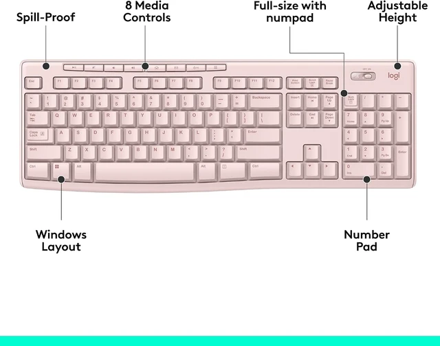 Alt view image 6 of 7 - K270 Full Size Wireless Keyboard for Windows - Rose