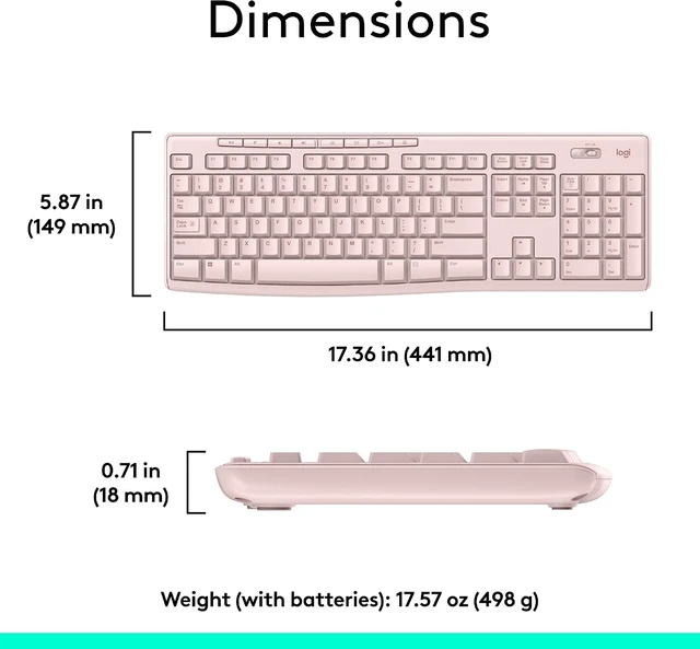 Alt view image 7 of 7 - K270 Full Size Wireless Keyboard for Windows - Rose