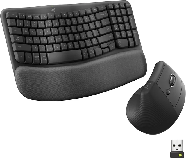 Main image of Wave Keys Lift Vertical Mouse Ergonomic Wireless Combo, Graphite