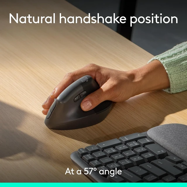 Alt view image 5 of 7 - Wave Keys Lift Vertical Mouse Ergonomic Wireless Combo, Graphite