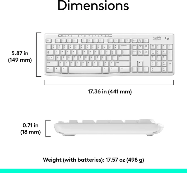 Alt view image 7 of 7 - MK270 Full Size Wireless Keyboard and Mouse Combo - Off White