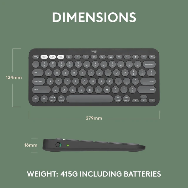 Alt view image 2 of 7 - Pebble Keys 2 K380s Wireless Bluetooth Keyboard - Tonal Graphite