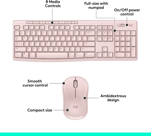 Alt view image 6 of 7 - MK270 Full Size Wireless Keyboard and Mouse Combo - Rose