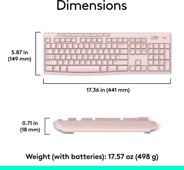 Alt view image 7 of 7 - MK270 Full Size Wireless Keyboard and Mouse Combo - Rose