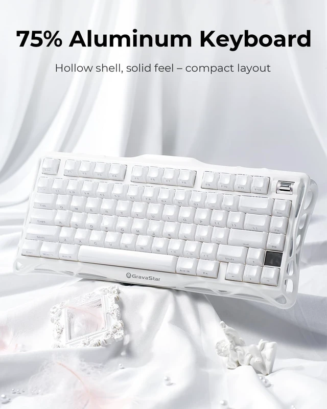 Alt view image 3 of 7 - GravaStar Mercury K1 75% Wireless Mechanical Gaming Keyboard RGB Backlit