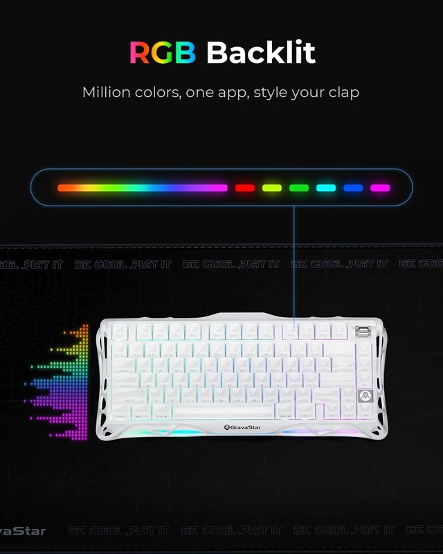 Alt view image 4 of 7 - GravaStar Mercury K1 75% Wireless Mechanical Gaming Keyboard RGB Backlit
