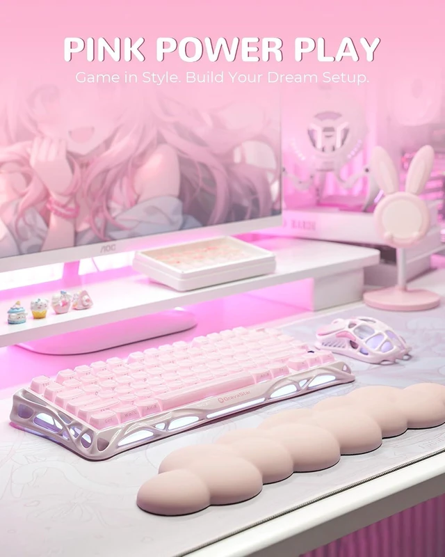 Alt view image 2 of 7 - GravaStar Mercury K1 75% Wireless Mechanical Gaming Keyboard RGB Backlit