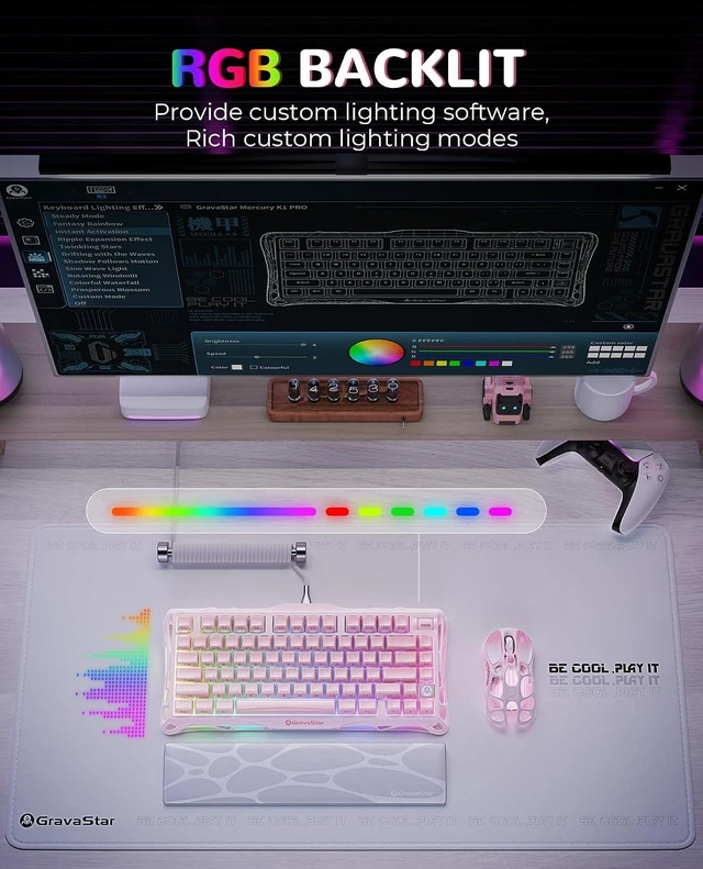 Alt view image 6 of 7 - GravaStar Mercury K1 75% Wireless Mechanical Gaming Keyboard RGB Backlit
