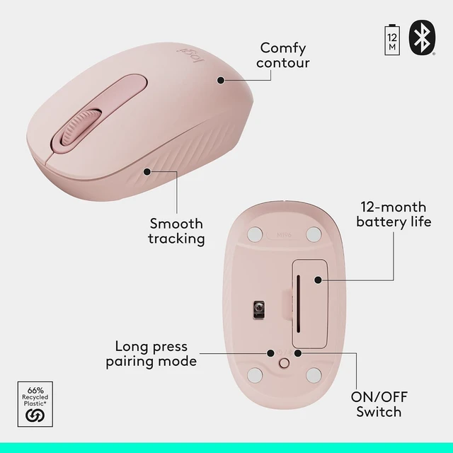 Alt view image 7 of 7 - MK250 Compact Wireless Bluetooth Keyboard and Mouse Combo - Rose