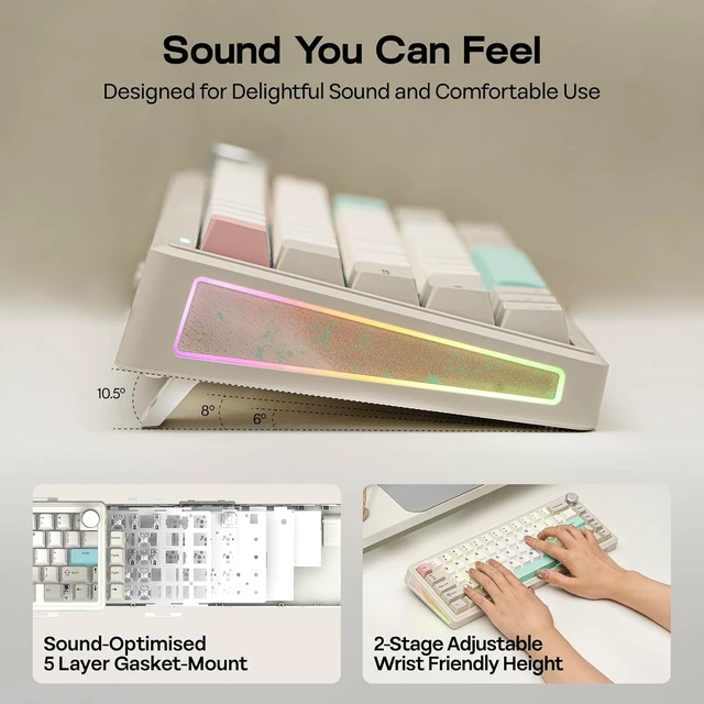 Alt view image 4 of 7 - EPOMAKER TH65 Wireless Mechanical Gaming Keyboard with Knob 8000mAh