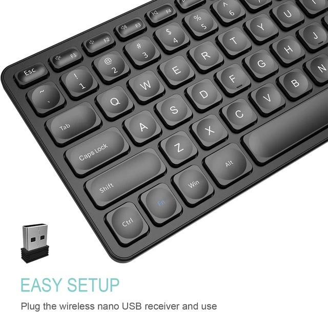 Alt view image 2 of 7 - Arteck 2.4G Wireless Keyboard Ultra Slim Full Size Keyboard with Numeric Keypad and Media Hotkey for Computer/Desktop/PC/Laptop/Surface/Smart TV and Windows 10/8/ 7 Built-in Rechargeable Battery