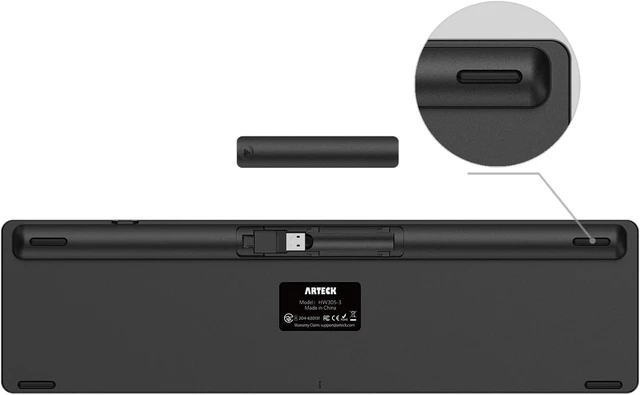 Alt view image 5 of 7 - Arteck 2.4G Wireless Keyboard Ultra Slim Full Size Keyboard with Numeric Keypad and Media Hotkey for Computer/Desktop/PC/Laptop/Surface/Smart TV and Windows 10/8/ 7 Built-in Rechargeable Battery
