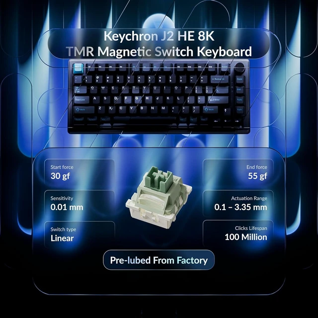 Alt view image 2 of 7 - Keychron J2 HE Hall Effect 8000Hz Rapid Trigger Wired Gaming Keyboard