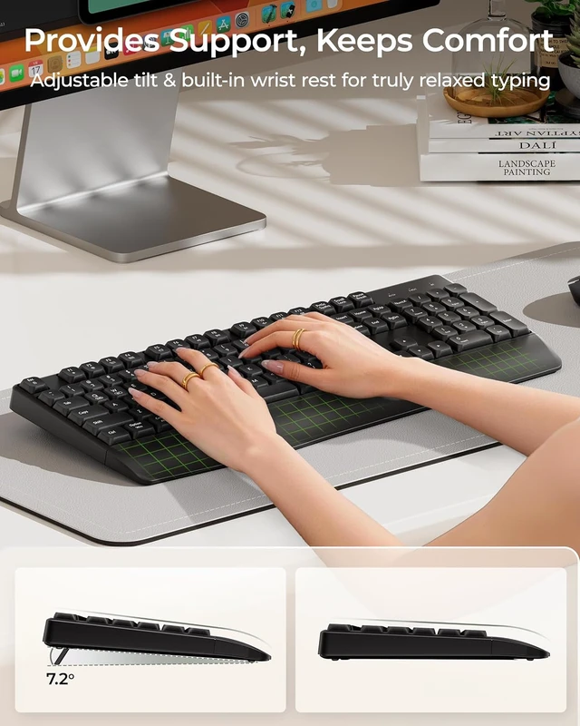 Alt view image 4 of 7 - seenda COE200 Wireless Bluetooth Keyboard and Mouse Combo with Wrist Rest