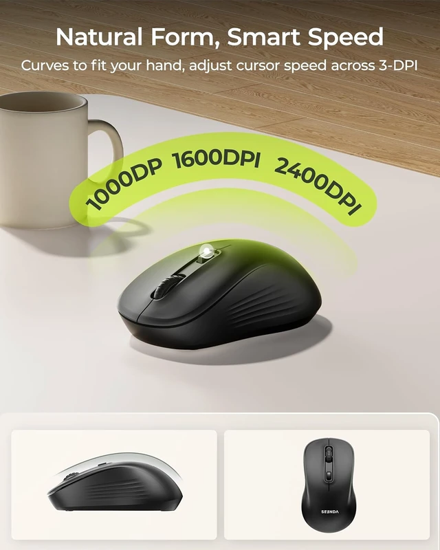 Alt view image 5 of 7 - seenda COE200 Wireless Bluetooth Keyboard and Mouse Combo with Wrist Rest