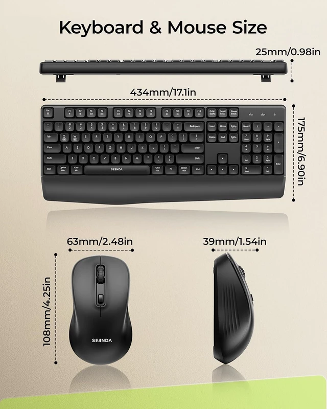 Alt view image 6 of 7 - seenda COE200 Wireless Bluetooth Keyboard and Mouse Combo with Wrist Rest