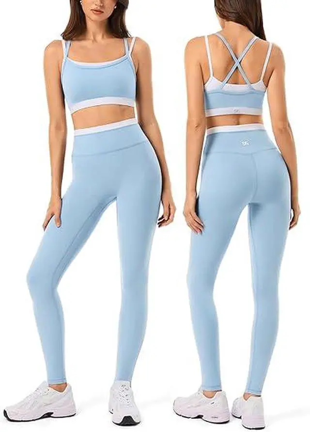 Alt view image 2 of 5 - 2 Pieces Workout Sets for Women,Seamless Yoga Leggings with Padded Sports Bras,Athletic Matching Outfits,Gym,Casual M SIZE