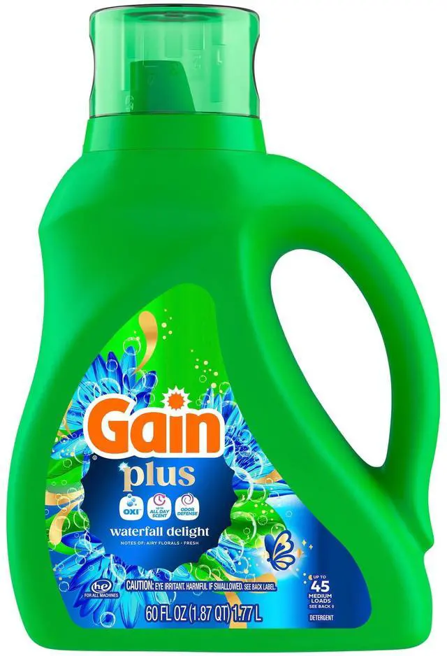Alt view image 6 of 6 - Gain Plus Laundry Detergent Liquid, Now with Odor Defense + OXI, Waterfall Delight Scent, 60 fl oz, 45 Loads