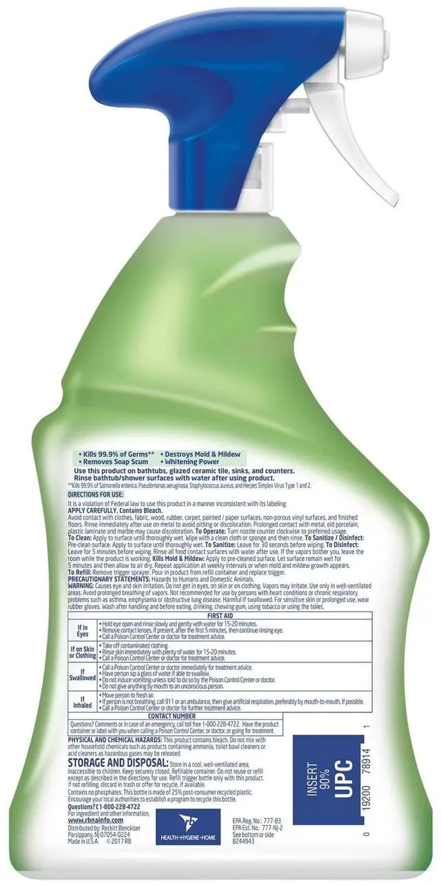 Alt view image 4 of 6 - Lysol, Bleach, Multi-Purpose Cleaner, Foaming Spray, Antibacterial Cleaner, 32 fl oz
