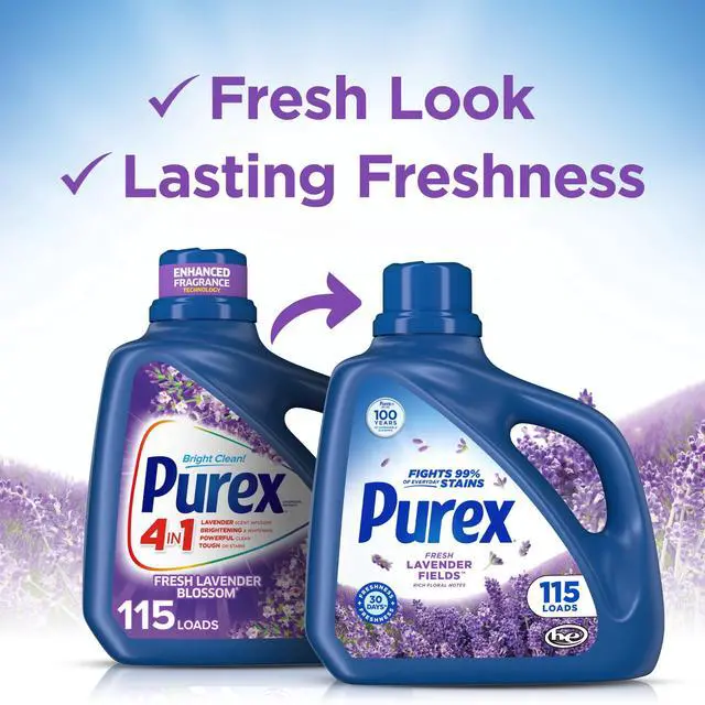 Alt view image 4 of 6 - Purex Fresh Lavender Fields Liquid Detergent, 150 fl oz, 115 loads