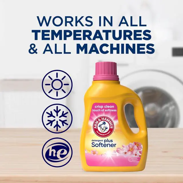 Alt view image 2 of 6 - ARM & HAMMER Plus Softener Laundry Detergent Liquid, Orchard Bloom, 100.5 fl oz, 77 Loads