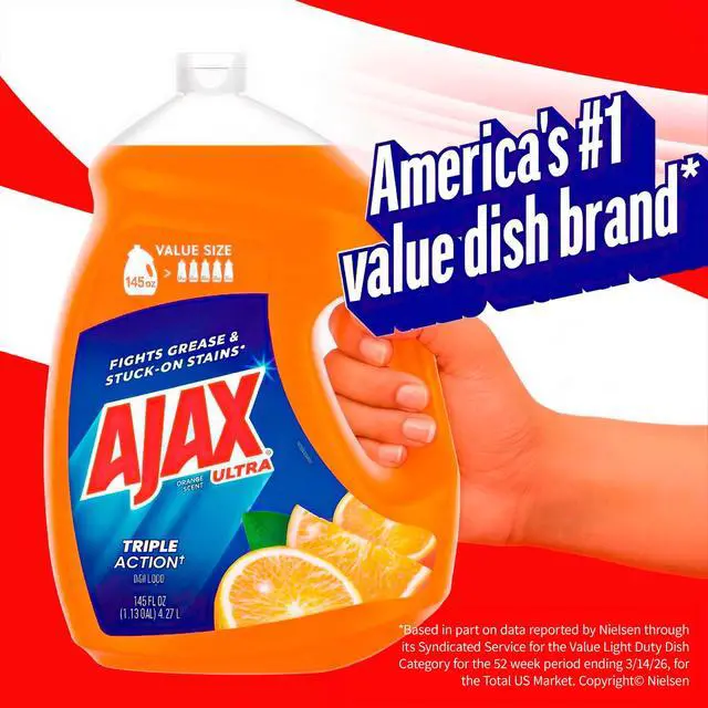 Alt view image 6 of 6 - Ajax Ultra Liquid Dish Soap, Triple Action, Easy-Flip Cap, Orange Scent, 145 fl oz