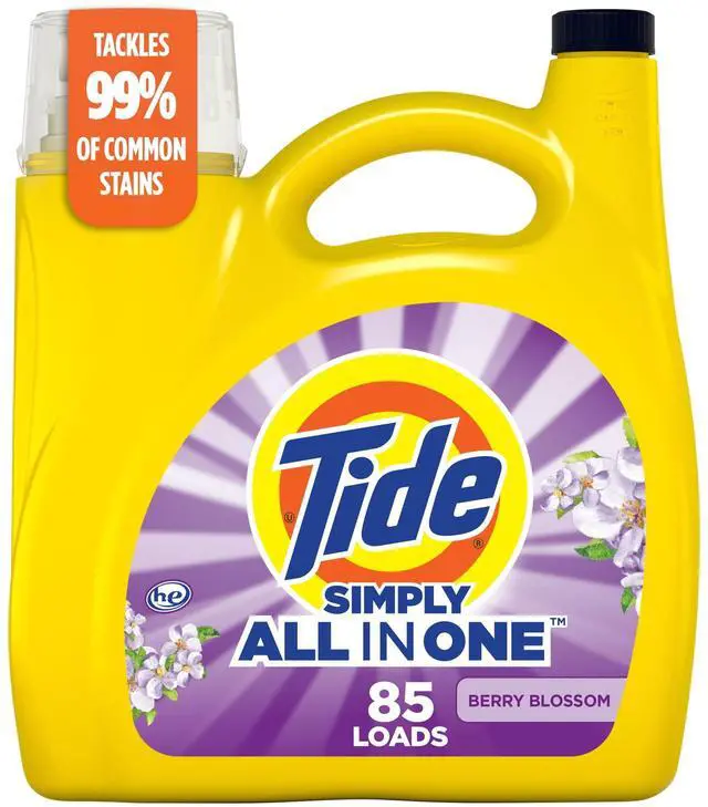 Alt view image 4 of 5 - Tide Simply Liquid Laundry Detergent, Clean & Fresh, Berry Blossom Scent, 85 Loads, 107 fl oz
