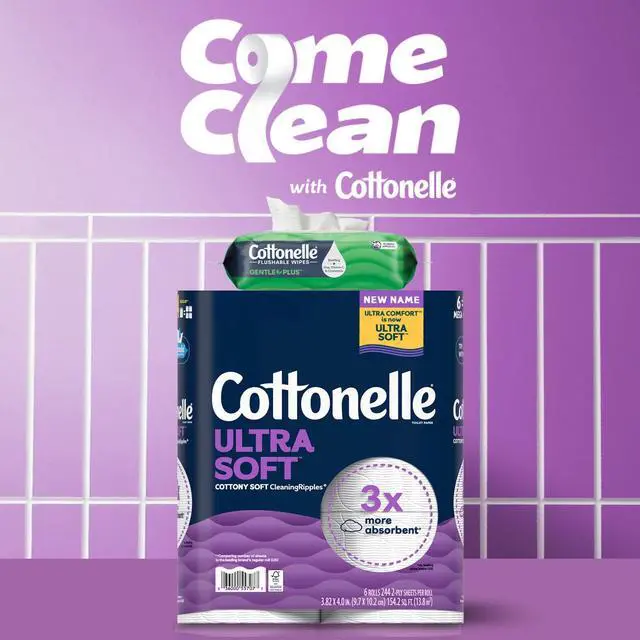 Alt view image 3 of 6 - Cottonelle Ultra Soft Toilet Paper, Strong Toilet Tissue, 12 Mega Rolls